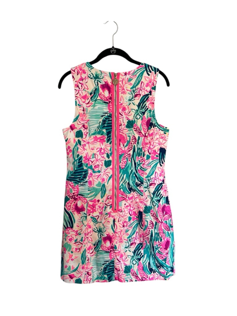 Lilly Pulitzer Mila Stretch Shift dress Via Flora pink green tropical floral 6 - Picture 3 of 12